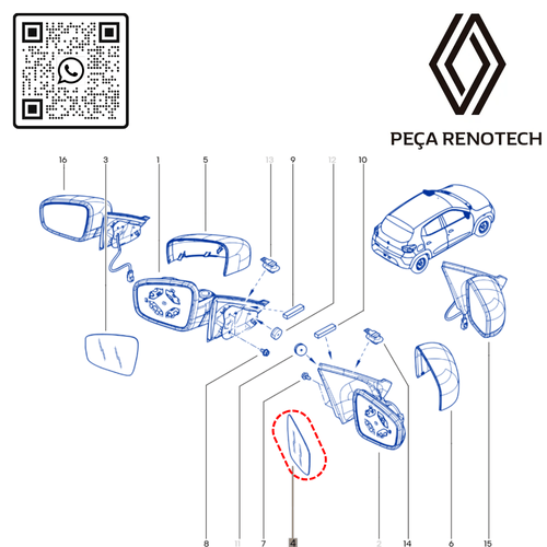 RN 51494R-P 963651494R LENTE DO RETROV. DIR. KWID - 3